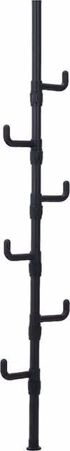Livingandhome Matt Black Metal Adjustable Floor-to-Ceiling Clothes Rail with Dual Hook and Rail Matrix