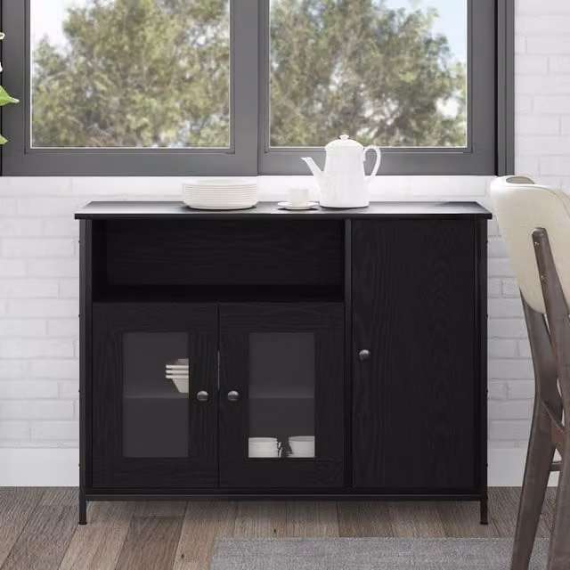 Berkfield Home Modern Black Oak Sideboard, W/D/H: 100 x 35 x 75 cm