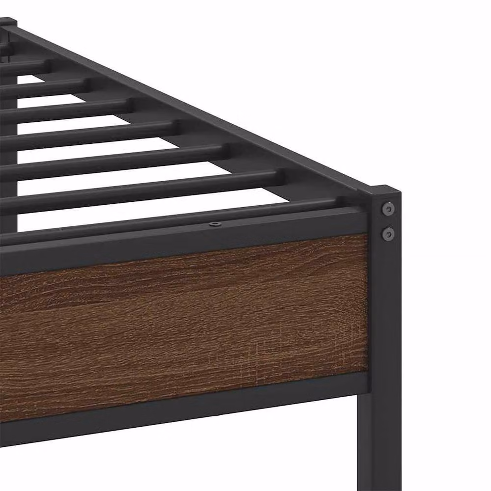 Berkfield Home Bed Frame in Brown Oak, Engineered Wood, W: 107 cm, L: 203 cm – 6