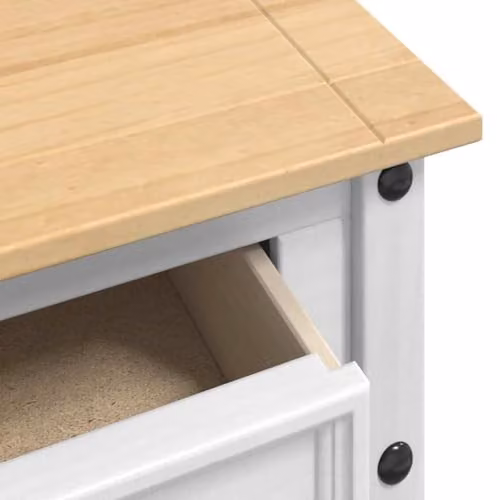vidaXL CORONA White End Table in Solid Pine Wood, W/D/H: 115 x 46 x 73 cm – 3