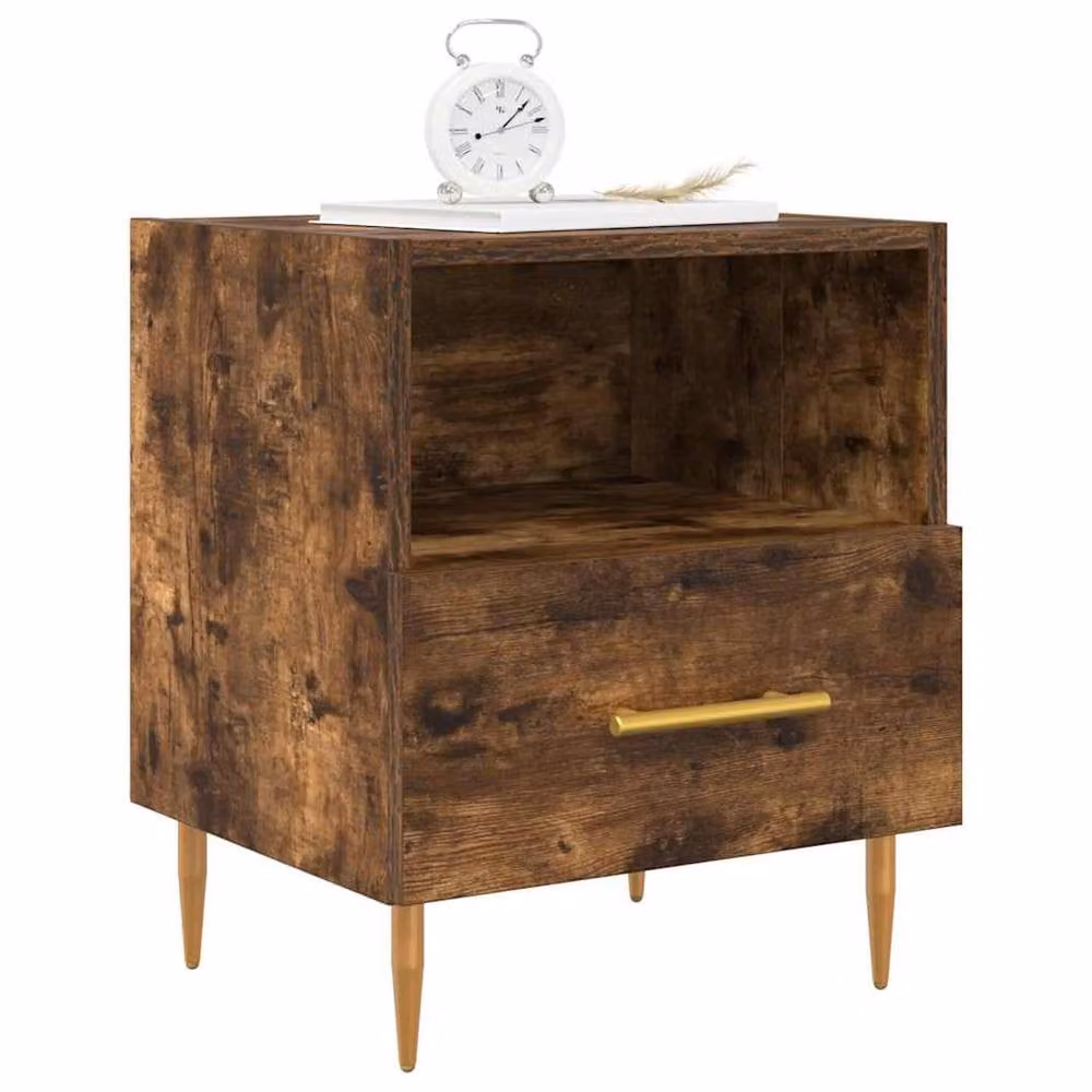Berkfield Home Set of 2 Smoked Oak Bedside Cabinets, Brown, W: 40 cm, D: 35 cm, H: 47.5 cm – 4