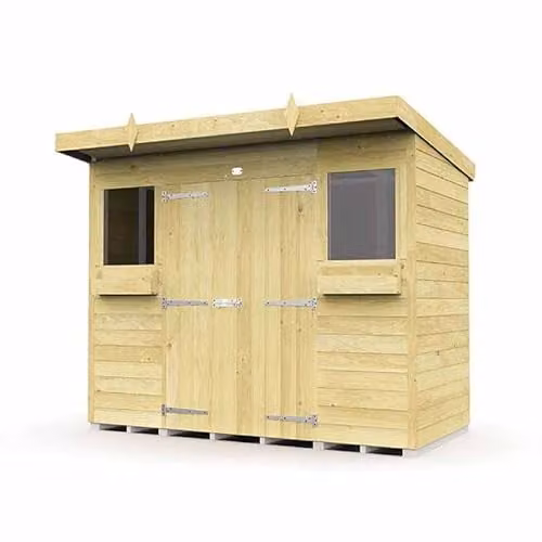 Buttercup Farm Rustic Wood Pent Summer Shed in Brown, W: 243 cm, D: 118 cm, H: 201 cm – 1