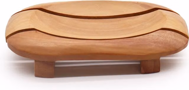 KDMD Classic Mahogany Wood Soap Dish with Drainage, Brown – 1