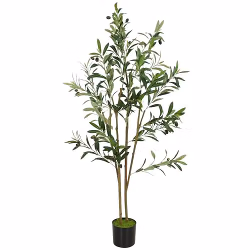 HOMCOM Green Mediterranean Artificial Silk Olive Tree, Height: 120 cm