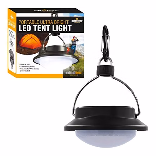 Milestone Camping 53620 Portable 60 LED Tent Light in Black with Adjustable Hook – 1