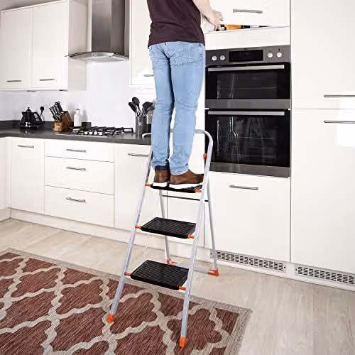 TB Davies 2-Step Slimline Steel Step Stool in Grey and Silver – 3