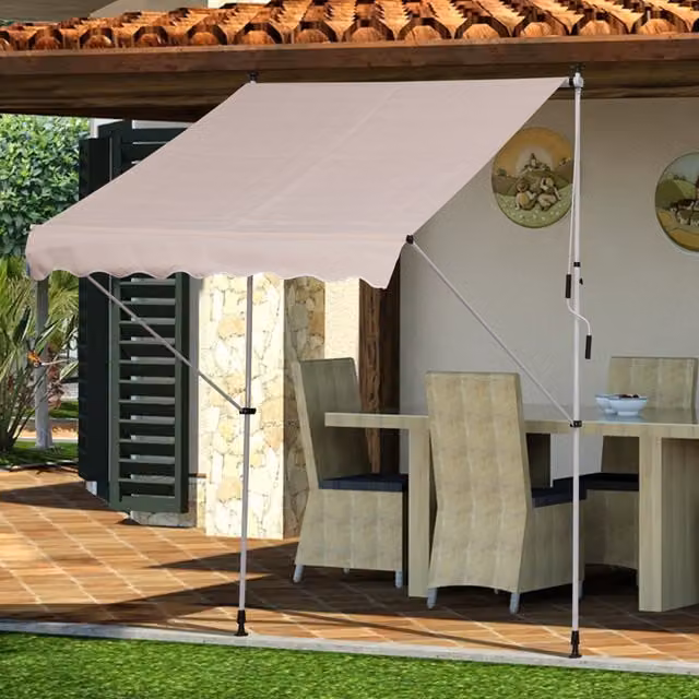 Outsunny Manual Adjustable Awning in Beige and White