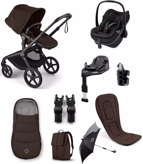 Bugaboo Fox 5 Renew Complete Pushchair Bundle with Maxi-Cosi Pebble Slide Pro Car Seat and Base in Cocoa Brown