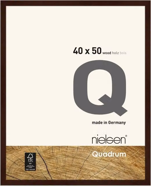 Nielsen Design Quadrum Wooden Picture Frame in Brown with Glass Front, W: 40 cm, H: 50 cm