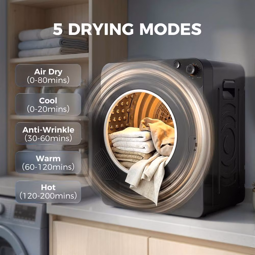 HOMCOM 5kg Vented Compact Tumble Dryer in Black – 4