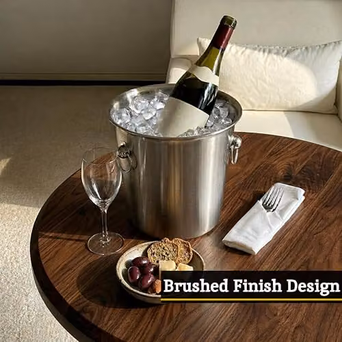 Orsina Stainless Steel Wine Bucket with Brushed Finish in Silver – 3