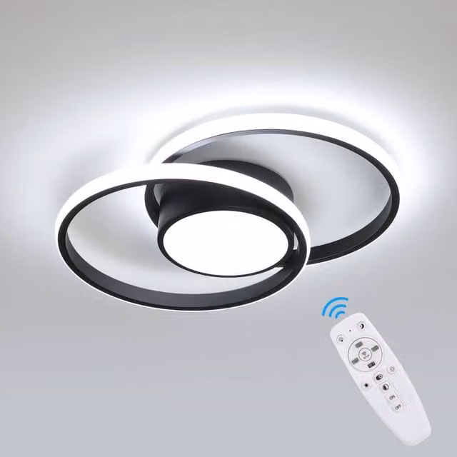 Pheashine 40W LED Ceiling Light in Black with Remote Control and Dimmable CCT Settings