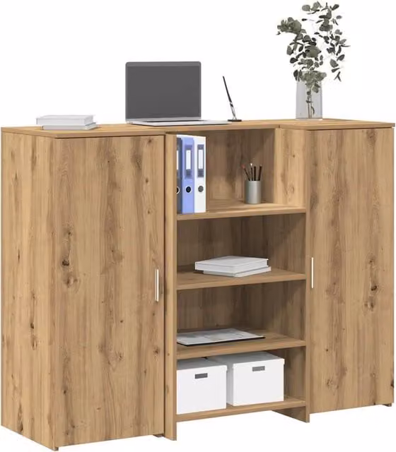 Berkfield Home Artisan Oak Reception Desk in Brown, W/D/H: 135 x 50 x 103.5 cm
