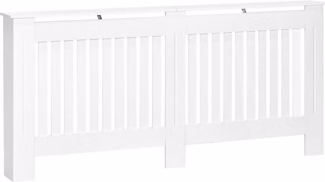 HOMCOM Slatted Radiator Cover Painted MDF Cabinet in White W: 172 cm, D: 19 cm, H: 81 cm