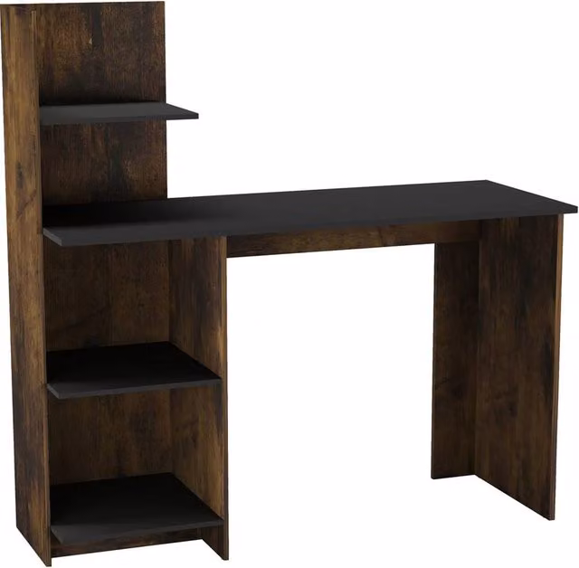 Nordara Brown-Franco 4-Tier Modern Computer Desk for Home Office Study in Brown