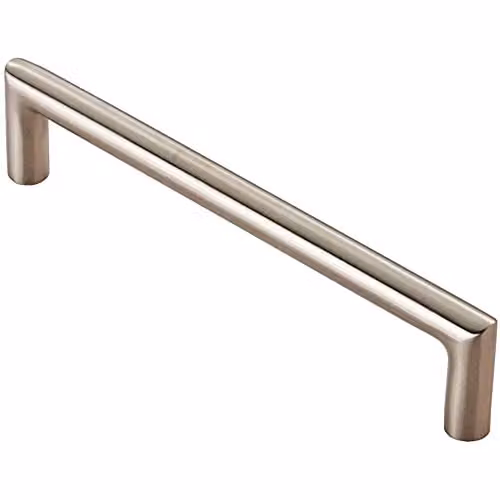 Loops Mitred Round Bar Pull Handle in Brushed Silver Stainless Steel, 138 x 10 mm, 128 mm Fixing Centres