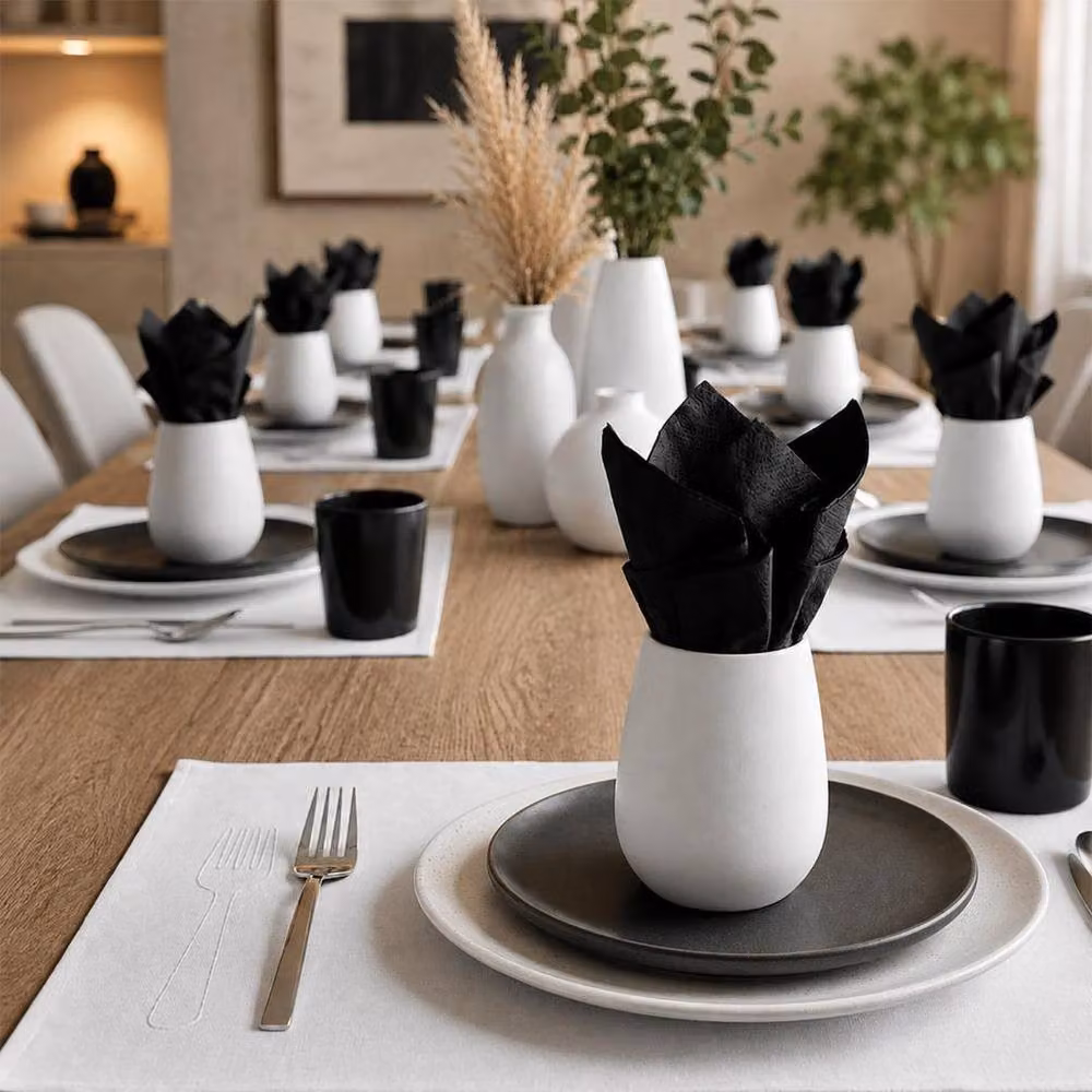 ECONX Black 2-Ply 4-Fold Paper Napkins, 2000 Pack – 8