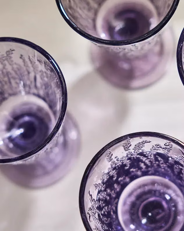 Dibor Set of 12 Purple Lavender Embossed Glass Wine Goblets, 300ml per glass – 4