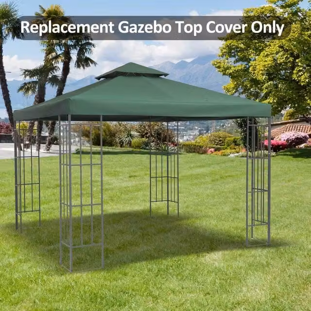 Outsunny Green Polyester Gazebo Roof Top Replacement Cover, 3 x 3 m