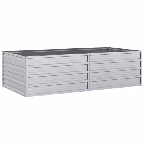 vidaXL Galvanised Steel Raised Garden Bed in Silver, W: 160 cm, D: 80 cm, H: 45 cm – 1