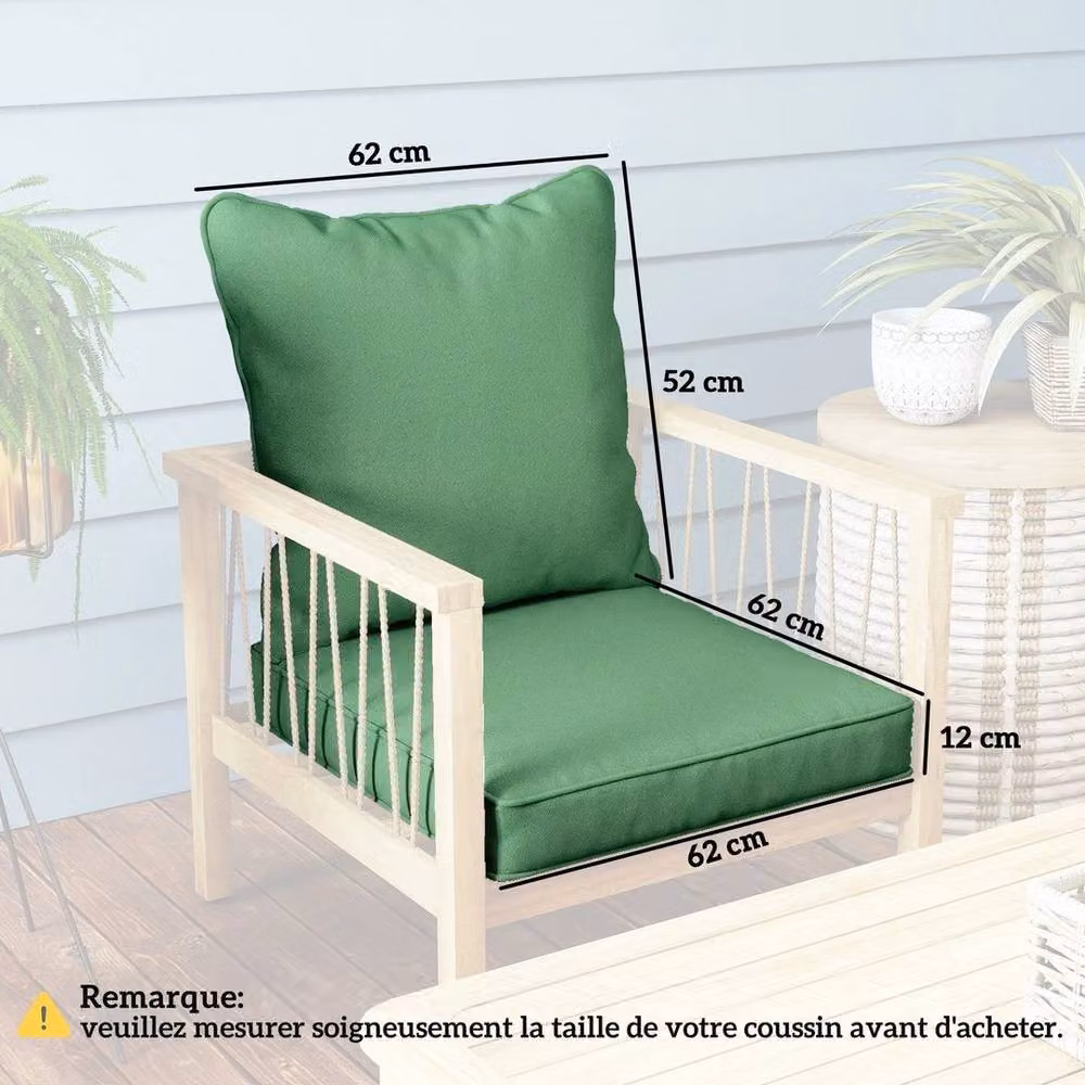 NESTLUNE Green Cushion Set with Seat and Back Pad, W: 120 cm, H: 135 cm – 2