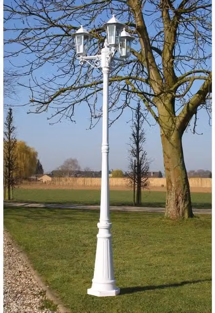 Berkfield 3-Arm White Aluminium Garden Light Post, Height: 215 cm – 1