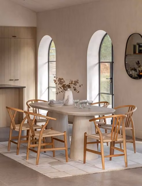 Gallery Direct Pedra 8 Seater Oval Dining Table in Natural Concrete Stone Finish