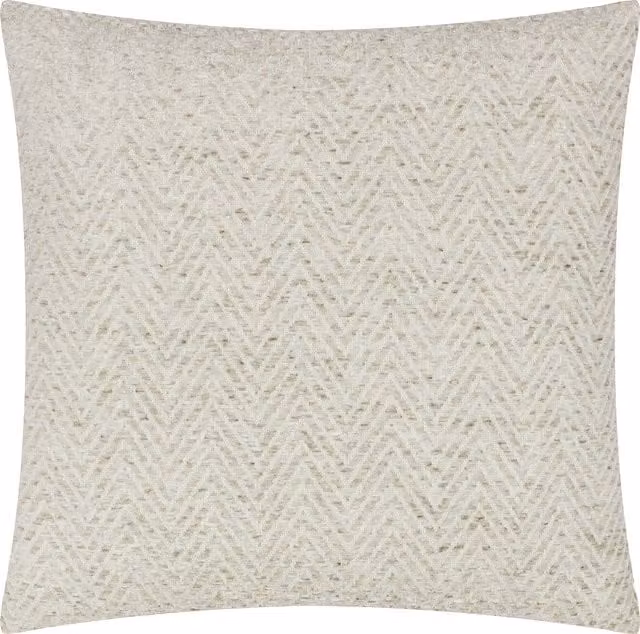 Croft Twill Woven Square Cushion in Beige and White with Feather and Polyester Filling