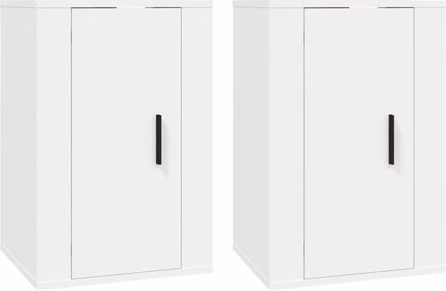 Berkfield Home Wall Mounted TV Cabinets, 2 Piece Set in White, W/D/H: 40 x 34.5 x 60 cm