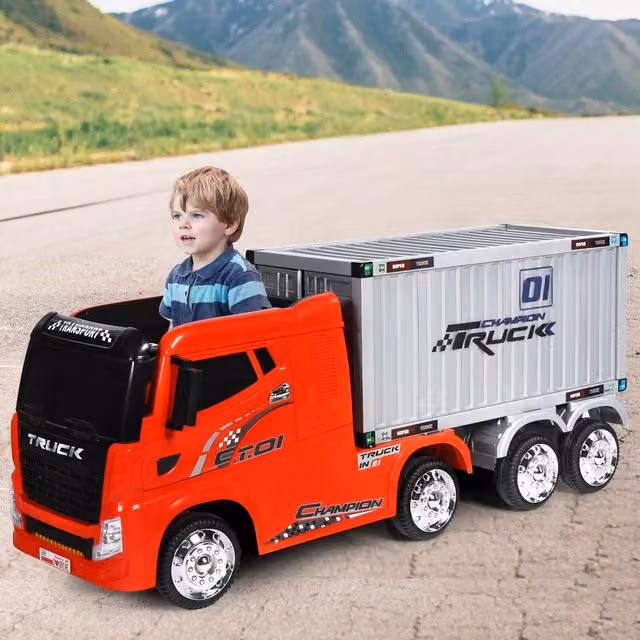Costway Red Electric Ride-On Semi-Truck RC Car for Kids