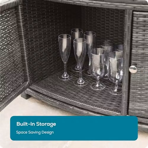 Lay-Z-Spa Grey Rattan Hot Tub Surround with Built-in Storage and Acacia Wood Steps for Gardens and Terraces – 4