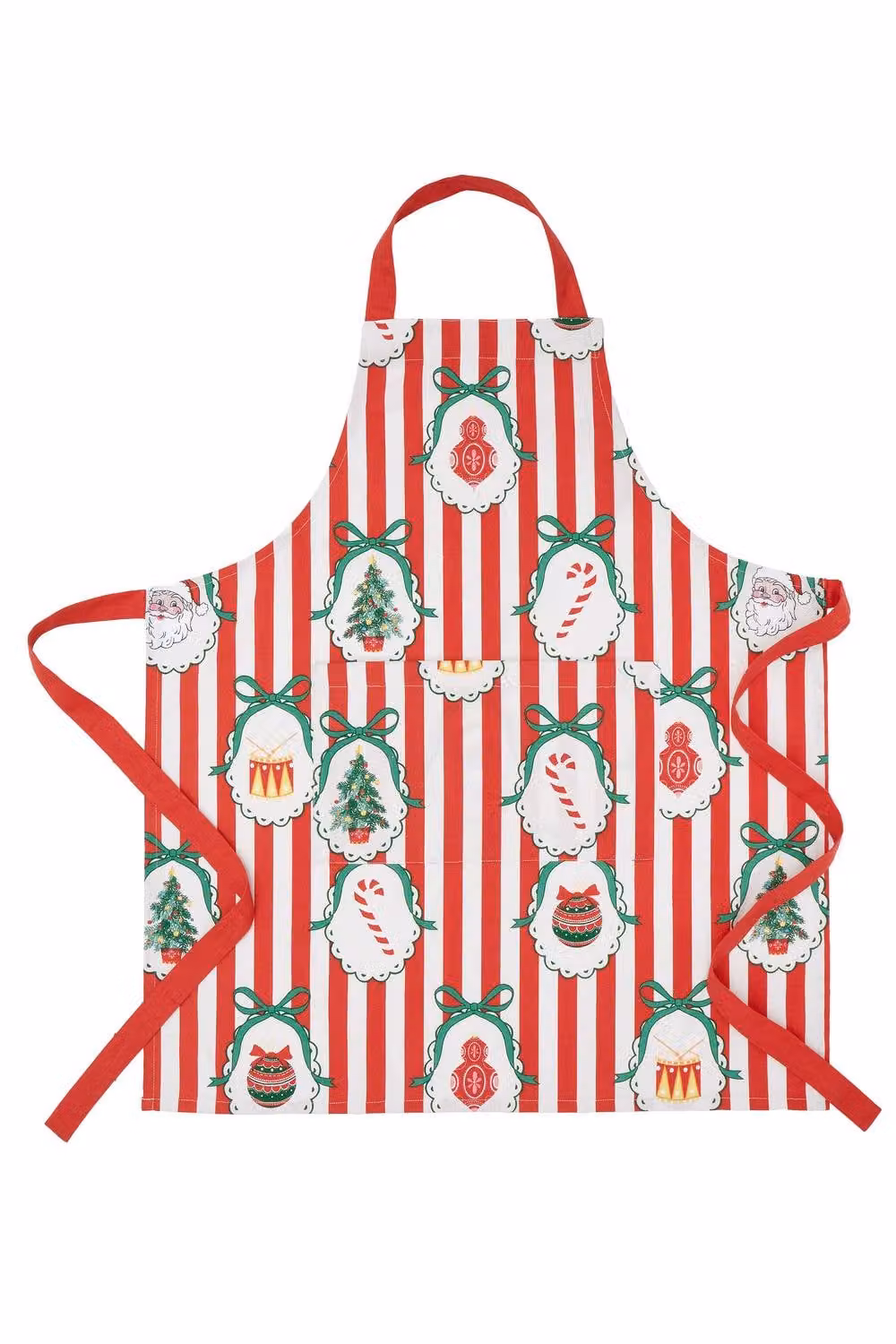 Catherine Lansfield Christmas Vintage Stripe Cotton Adult Kitchen Apron in Red – 3
