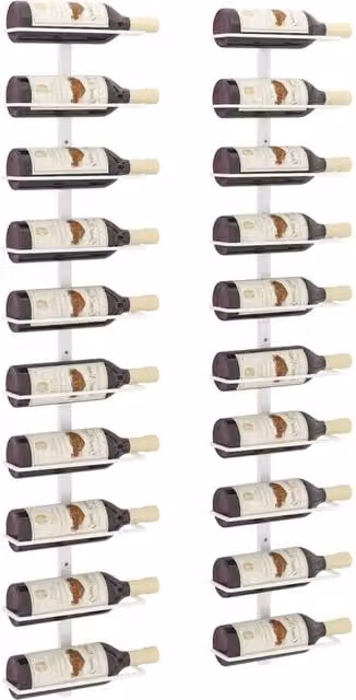 Berkfield Home Wall-mounted Metal Wine Rack for 10 Bottles, 2 Pack, White