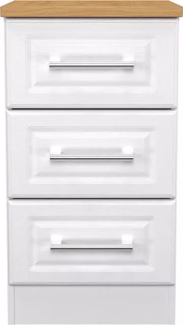 Ready Assembled 2 U Norfolk 3 Drawer Bedside Cabinet in White Ash and Oak