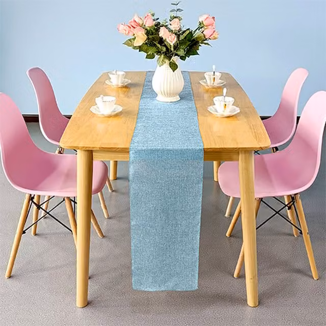 Trimming Shop Light Blue Jute Hessian Table Runner, W: 29 cm, L: 275 cm