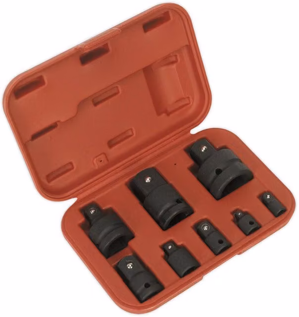 Loops 8 Piece Impact Wrench Socket Adaptor Set in Chrome Vanadium Steel, Multicolour and Black – 1