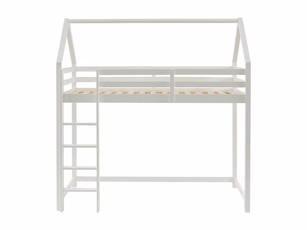 TARZIA Hut Loft Bed in White Solid Pine, Single Size, W/D/H: 190 x 90 x 120 cm – 1