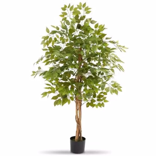 tectake Artificial Ficus Tree with Real Wood Trunk and Green Leaves, Height: 160 cm – 1