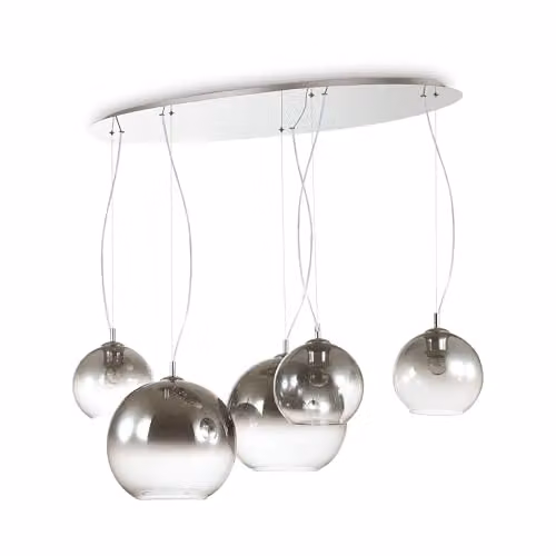 Netlighting Discovery Fade Small Globe Sphere Ceiling Pendant Light in Chrome and Grey Glass with E27 Bulb Holder – 1