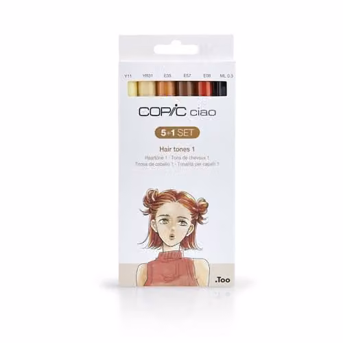Copic Ciao Coloured Marker Pen Set, Hair Tones 1, Multicolour, 6 Pack