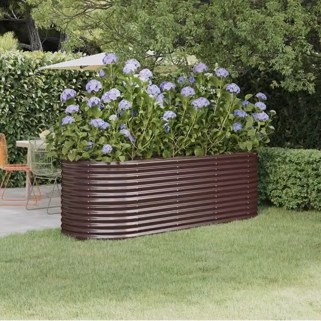 Berkfield Home Garden Brown Powder-coated Steel Raised Bed W/D/H: 224 x 80 x 68 cm – 1
