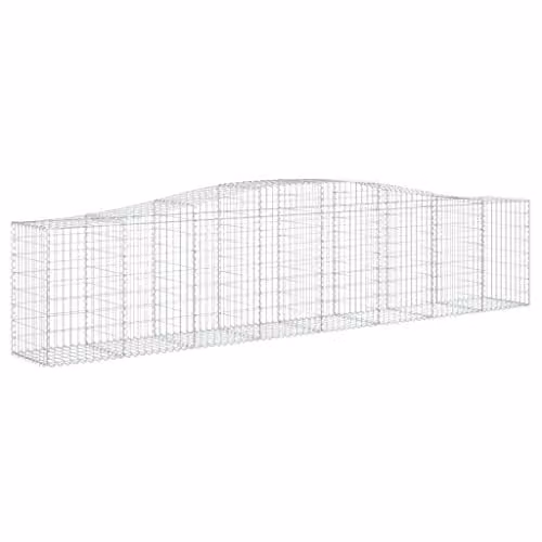 vidaXL 25-Piece Arched Gabion Baskets in Silver Galvanised Steel, W/D/H: 400 x 50 x 80/100 cm – 1