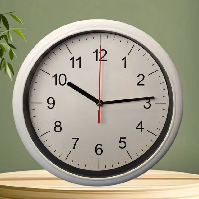 Basiks Minimalist White Round Quartz Wall Clock, Diameter: 24 cm