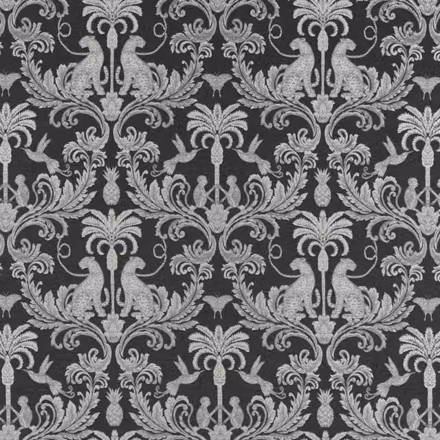Terrys Pantera Fabric Noir Black Polyester Art Deco Graphic Adult Animal Print Product