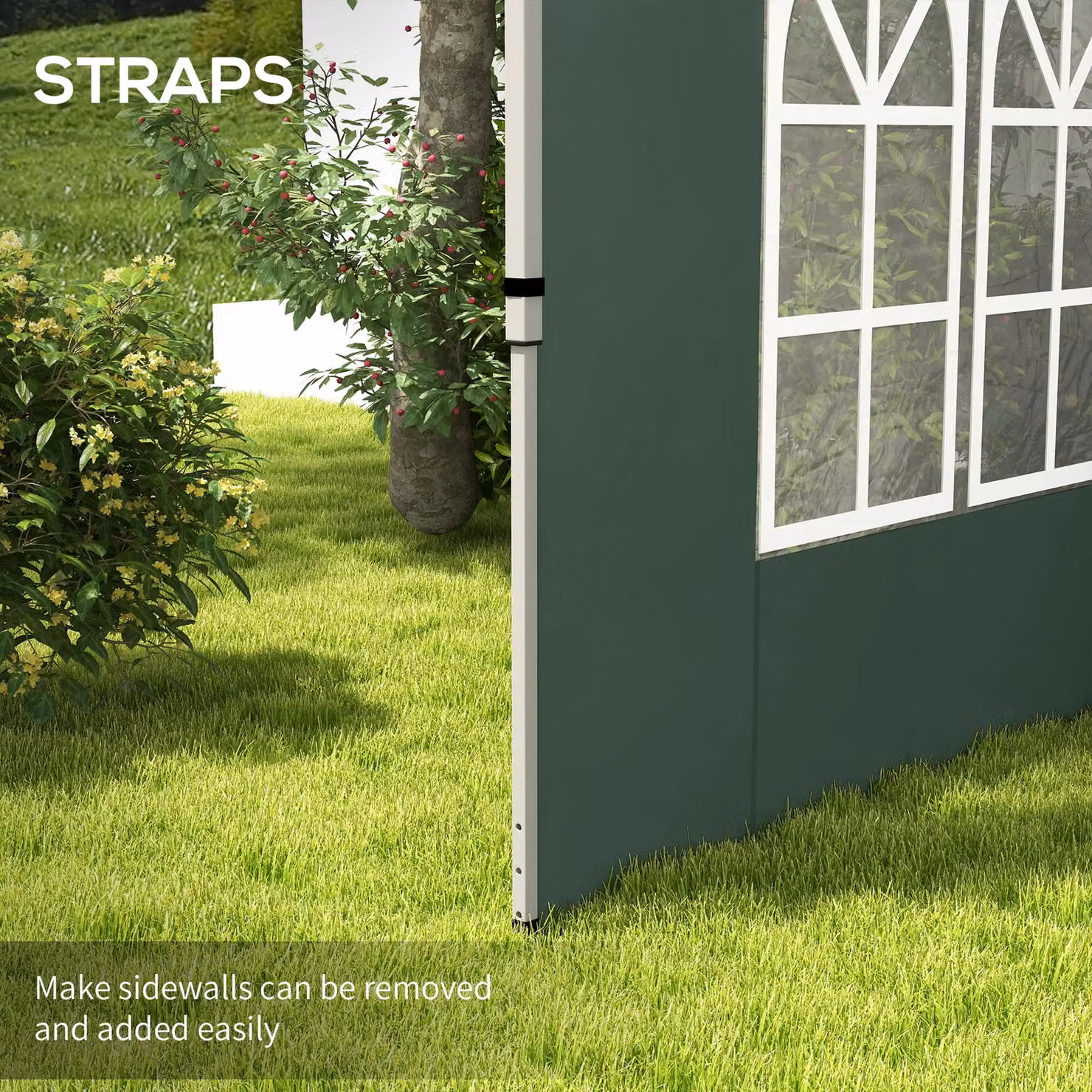 OUTSUNNY Green Polyester Gazebo Side Panels for 3x3m or 3x4m Pop Up Gazebos, 2 Pack – 4