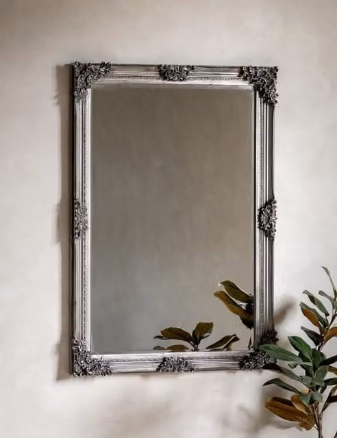 Gallery Direct Fiennes Extra Large Rectangular Antique Silver Wall Mirror