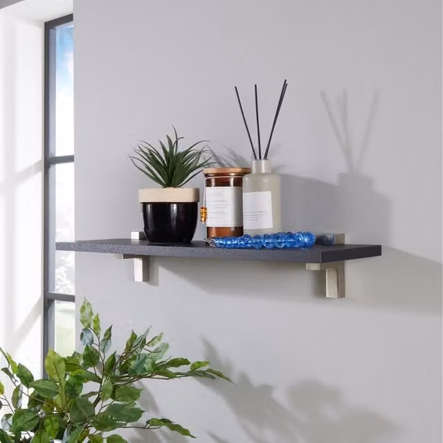 Core Products Ltd Lavant Slim Shelf Kit with L-shape Metal Brackets, Black