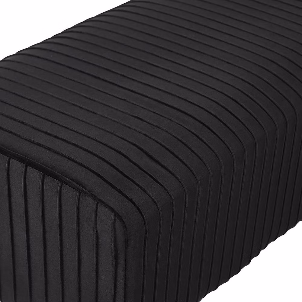 Wyld and Coco Black Velvet Upholstered Bench with Gold Metal Legs W: 118 cm, D: 40 cm, H: 42 cm – 4