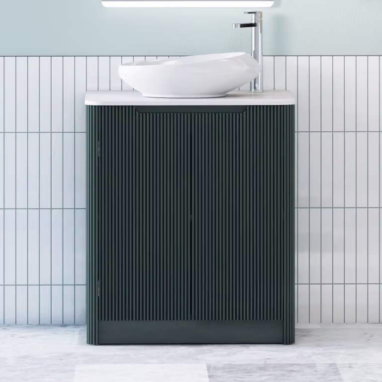 Royal Bathrooms Avenza Floor Standing 2 Door Vanity Unit with Nova Basin, Moss Green and White