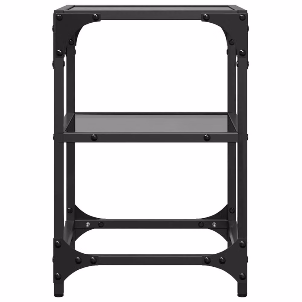 Berkfield Home Set of 2 Black Glass Top Coffee Tables with Steel Frame, W/D/H: 30 x 30 x 45 cm – 4